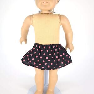 Unbranded Black & Hot Pink Polka Dot Ruffle Mini Pull On Skirt for 18" Dolls GUC